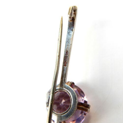 ANTIQUE STERLING SILVER AMETHYST BAR BROOCH - ADDITIONAL PHOTO 7