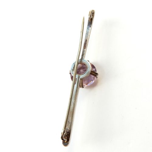 ANTIQUE STERLING SILVER AMETHYST BAR BROOCH - ADDITIONAL PHOTO 8