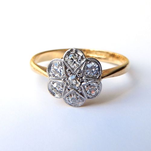 ART DECO 18CT GOLD PLATINUM DIAMOND RING HENRY GRIFFITH SONS - ADDITIONAL PHOTO 3