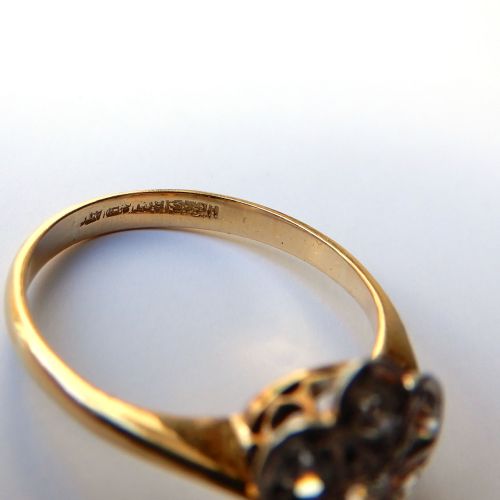 ART DECO 18CT GOLD PLATINUM DIAMOND RING HENRY GRIFFITH SONS - ADDITIONAL PHOTO 7