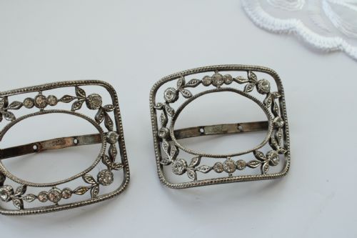 ANTIQUE GEORGIAN FRENCH PASTE STEEL FILIGREE SHOE BUCKLES - ADDITIONAL PHOTO 3