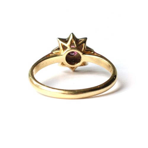 ANTIQUE 18CT GOLD RUBY DIAMOND STAR RING - ADDITIONAL PHOTO 3