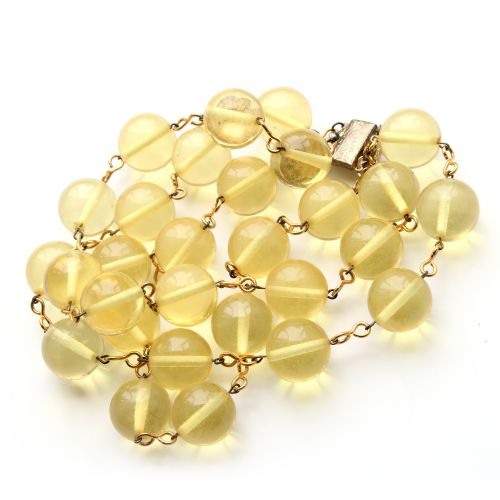Rare 1950s Yellow Lucite Bead Necklace by Paris House London