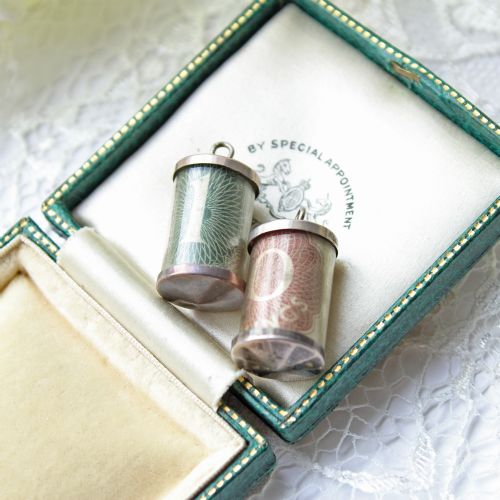 Two Sterling Silver Vintage One Pound Note Charm Vintage & 10 Shillings