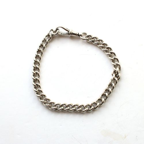 Heavy Vintage Solid Silver Belcher Link Bracelet with Dog Clip 8 1/4inches