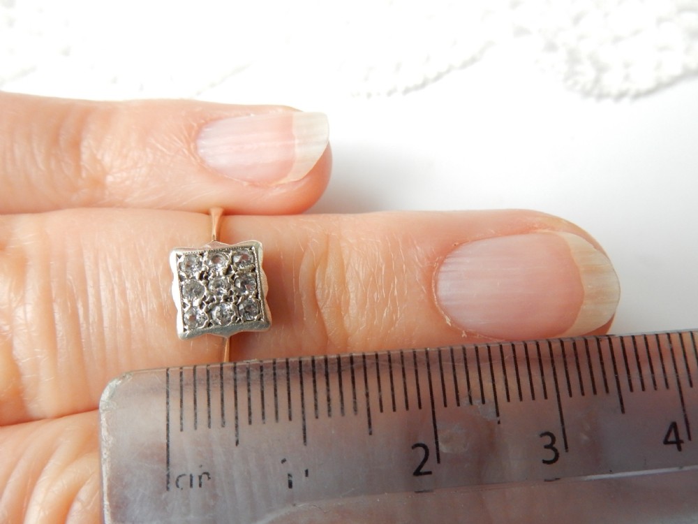 Art Deco 9ct Gold Diamond Plaque Ring View IX