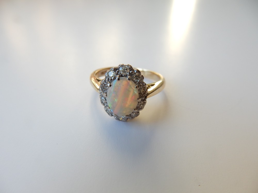 Antique 18ct Gold Opal & Diamond Ring     View II