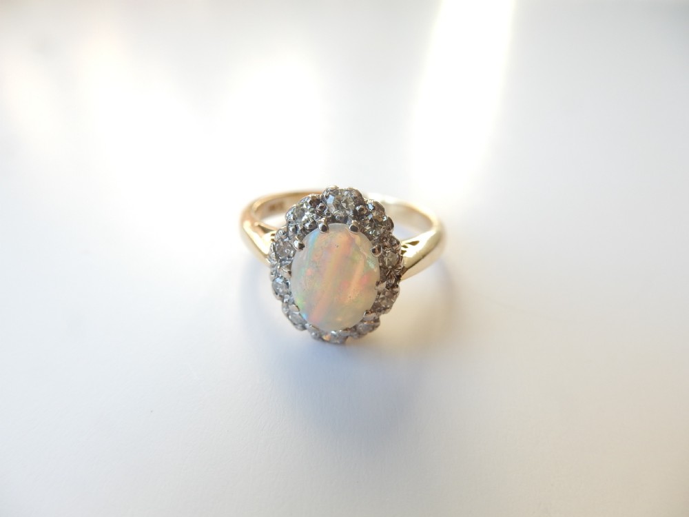 Antique 18ct Gold Opal & Diamond Ring     View III