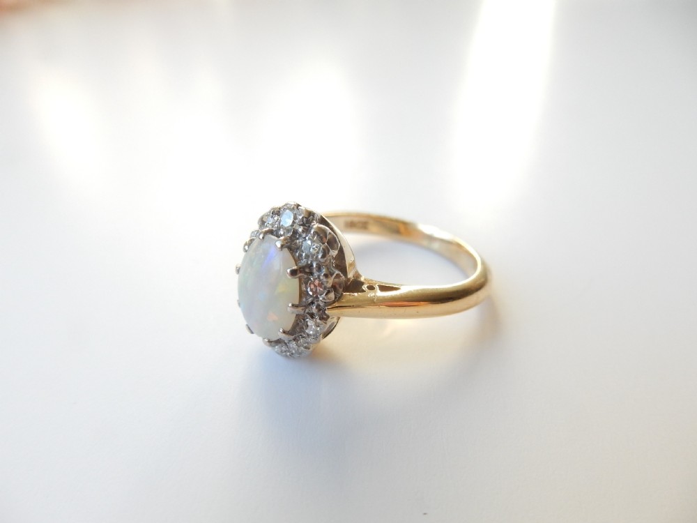 Antique 18ct Gold Opal & Diamond Ring     View IV