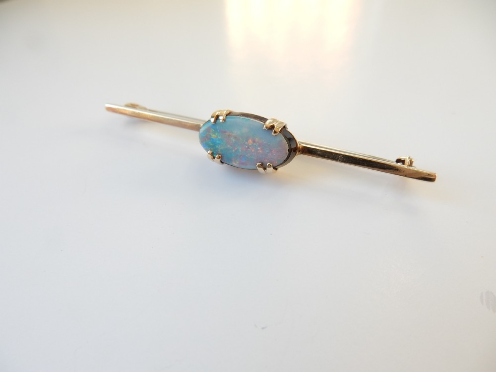 Antique 9ct Gold Opal Doublet Brooch  View II