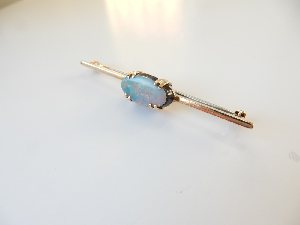 Antique 9ct Gold Opal Doublet Brooch  View III