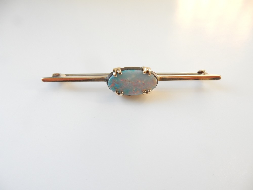 Antique 9ct Gold Opal Doublet Brooch  View IV