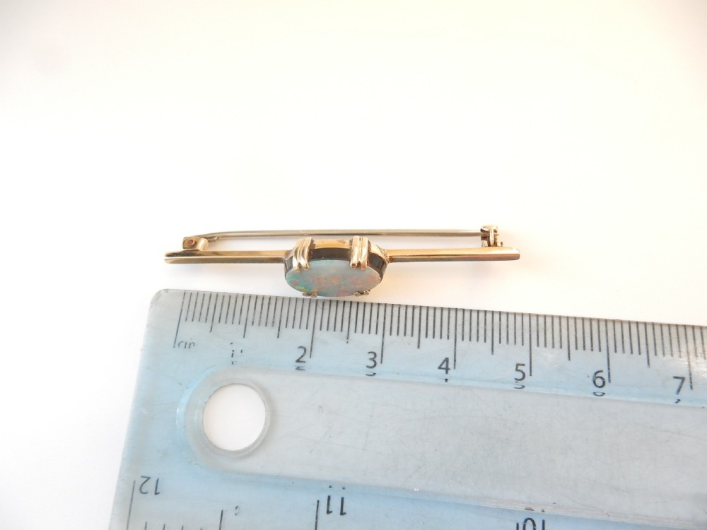 Antique 9ct Gold Opal Doublet Brooch  View V