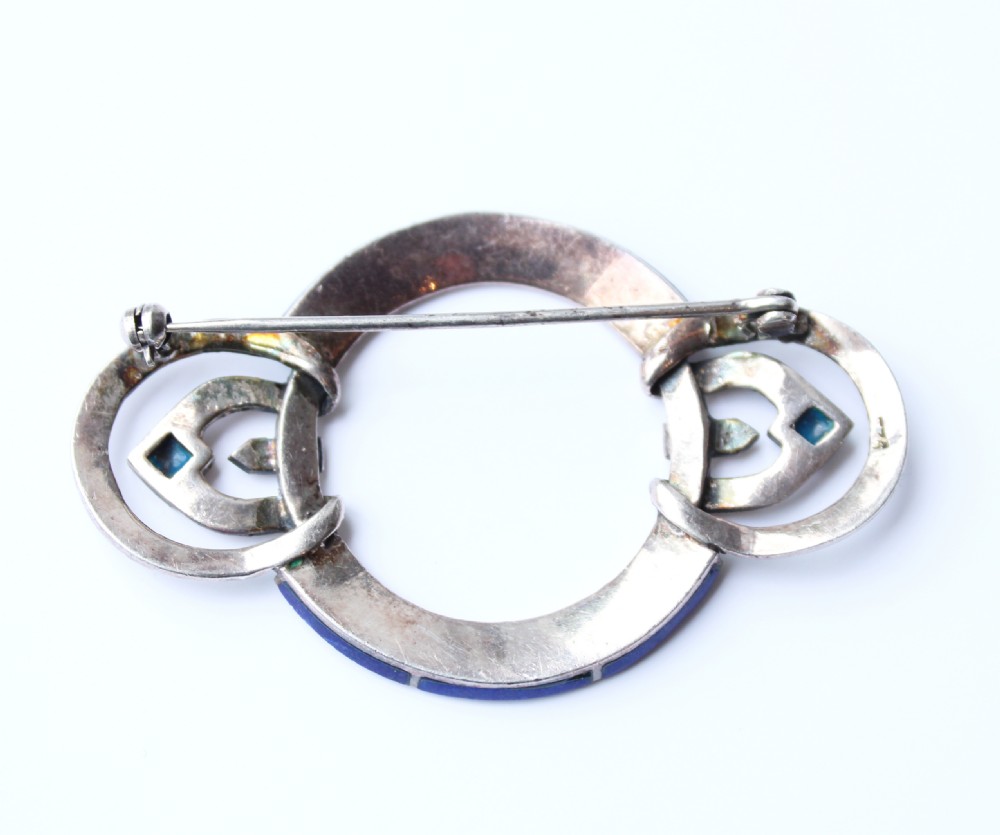 Art Deco Sterling Silver Lapis Lazuli Marcasite Statement Brooch

 View II