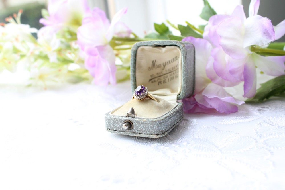 18ct Gold Amethyst & Diamond Ring View VI