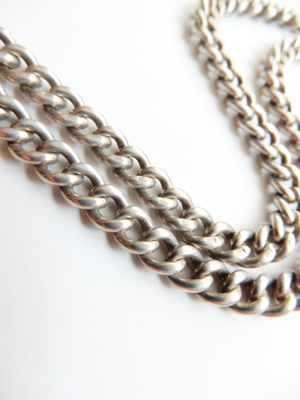 Chunky Antique Sterling Silver Albert T Bar Chain 19