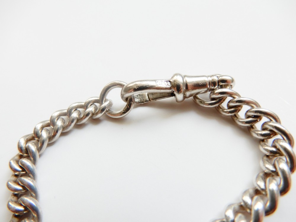 Chunky Antique Sterling Silver Albert T Bar Chain 19