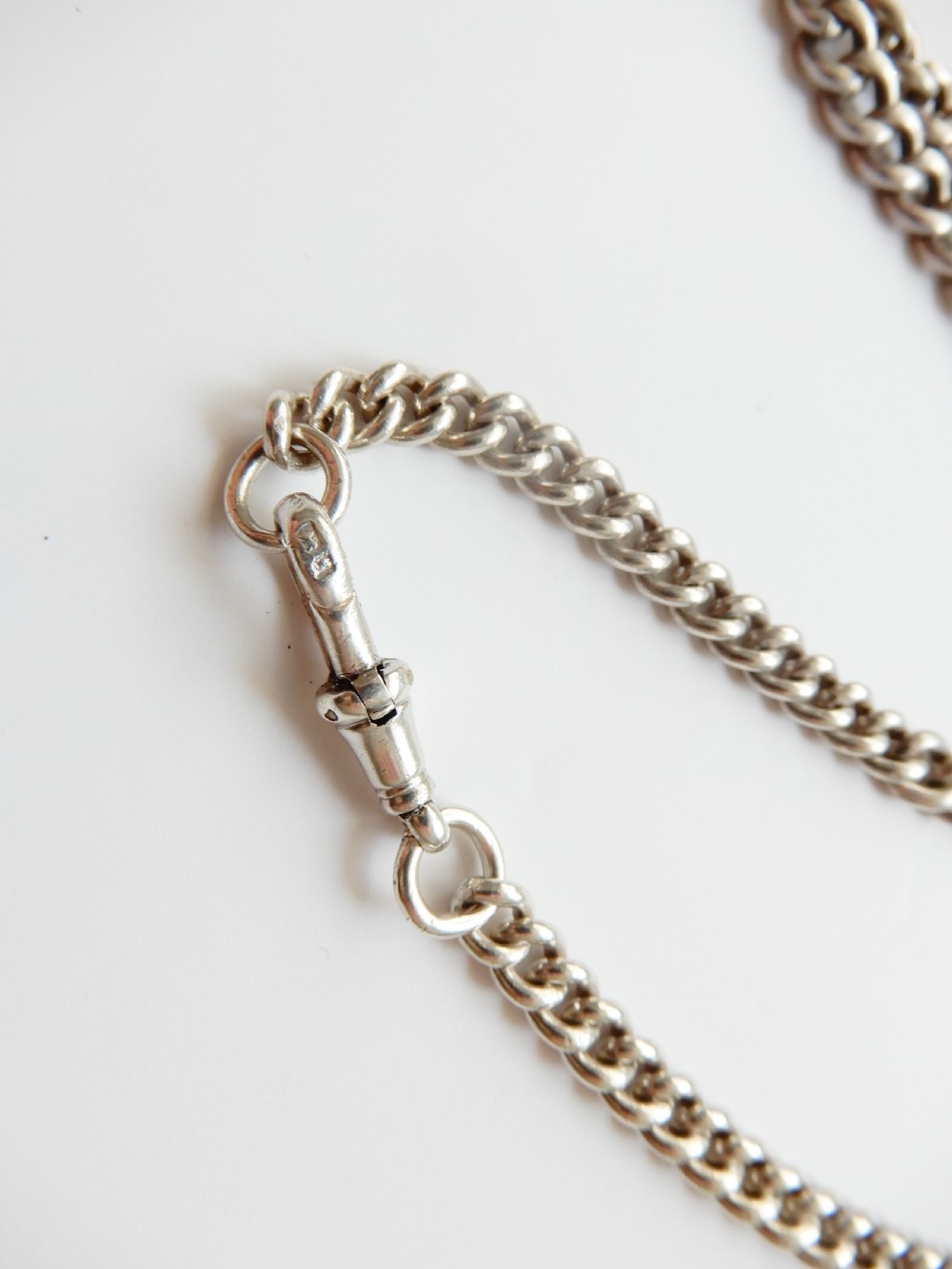 Chunky Antique Sterling Silver Albert T Bar Chain 19