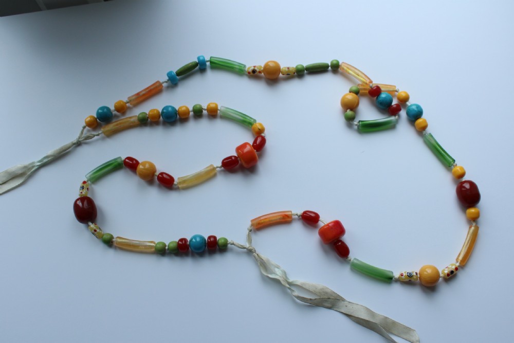 Antique Bakelite Butterscotch Amber Bead Necklace View II