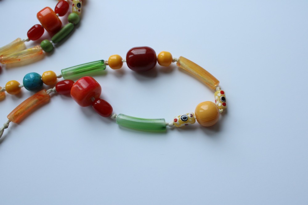 Antique Bakelite Butterscotch Amber Bead Necklace View IV