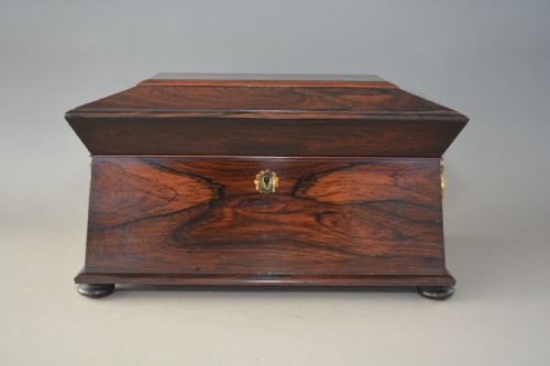 Large Rosewood William IV Sarcophagus Tea Caddy English Circa.1835