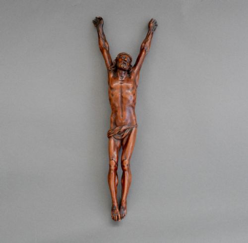 A Hand Carved Fruitwood Corpus Figure from the 18th Century