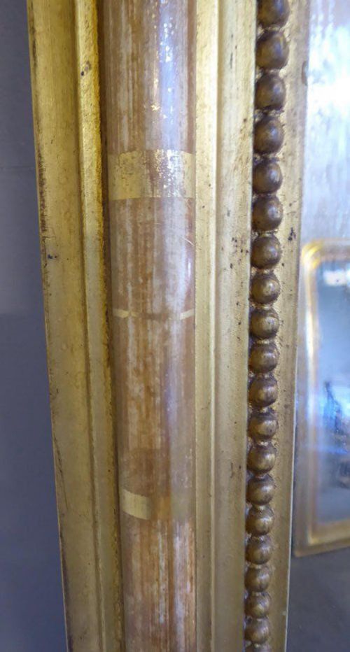 ANTIQUE FRENCH MIRROR LARGE GILT ON RED CAMEL CRESTED LOUIS XV STYLE - ADDITIONAL PHOTO 4