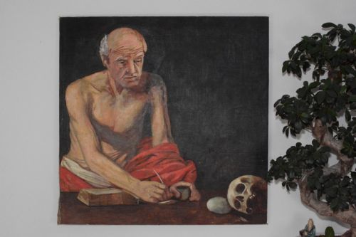 A LARGE OIL ON CANVAS STUDY OF SAINT JEROME - ADDITIONAL PHOTO 2