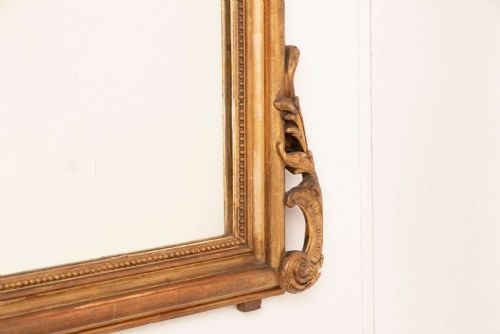 ANTIQUE FRENCH MIRROR LARGE GILT ON RED CAMEL CRESTED MIRROR C1880 - ADDITIONAL PHOTO 4
