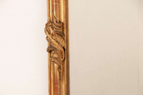 ANTIQUE FRENCH MIRROR LARGE GILT ON RED CAMEL CRESTED MIRROR C1880 - ADDITIONAL PHOTO 5