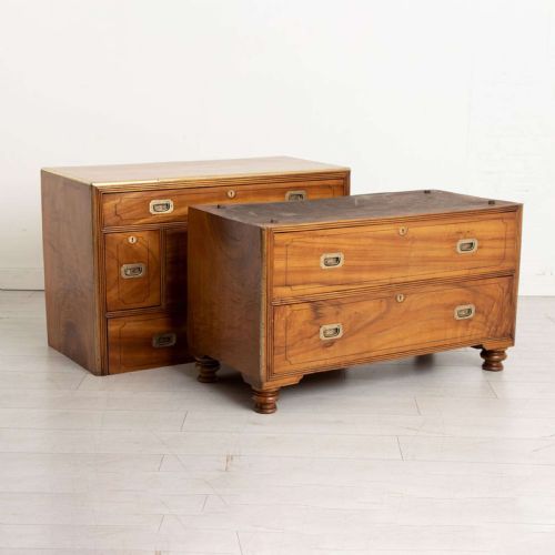 ANTIQUE CHINESE EXPORT CAMPHORWOOD MILITARY CAMPAIGN SECRETAIRE CHEST 1830'S - ADDITIONAL PHOTO 4