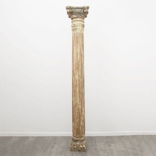 VERY LARGE 19TH CENTURY STONE WOOD COLUMN - ADDITIONAL PHOTO 2
