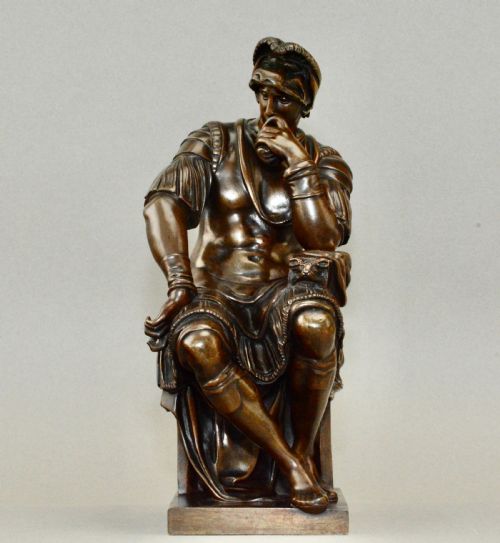 A Bronze Sculpture Lorenzo De Medici After Michelangelo Rtion Sauvage