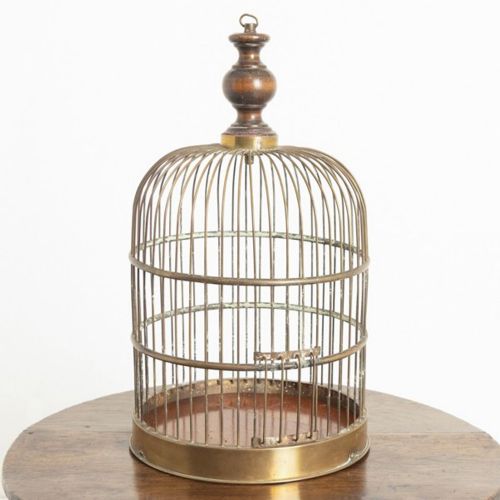 ANTIQUE BRASS BIRD CAGE C1900
