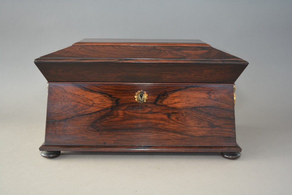 Large Rosewood William IV sarcophagus tea caddy English circa.1835