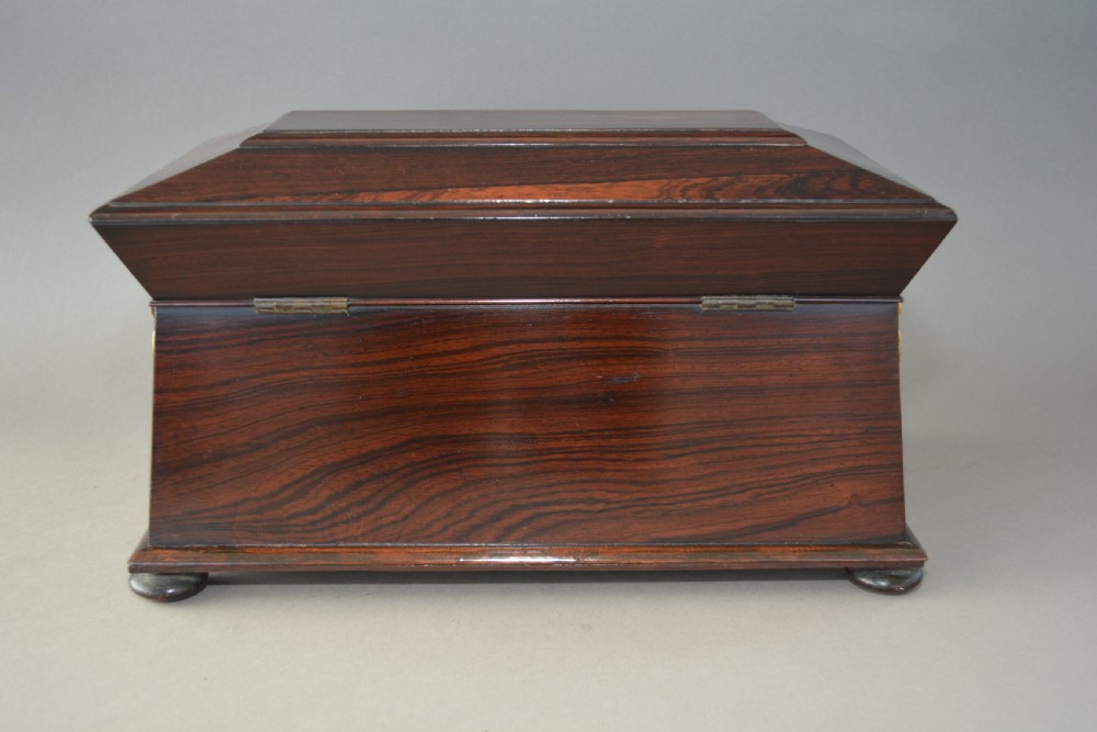 Large Rosewood William IV sarcophagus tea caddy English circa.1835 View IV