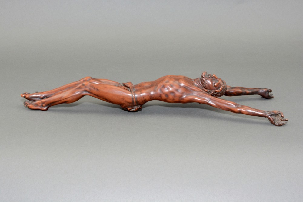 A hand carved fruitwood corpus figure from the 18th century View V