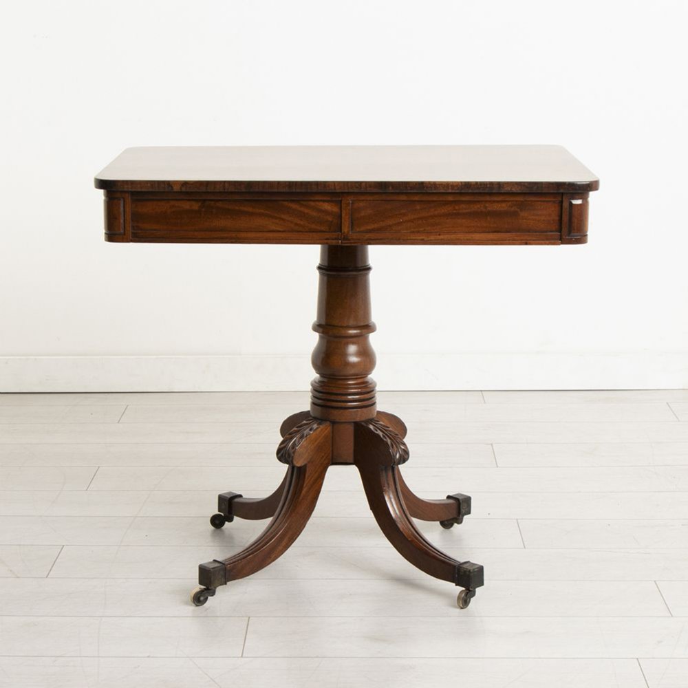 Regency Mahogany Center Table with Rosewood Crossbanded Top 