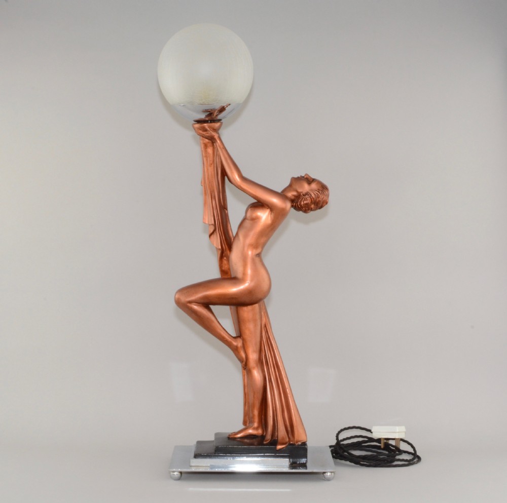 A British 1930's Art Deco lady lamp. View II