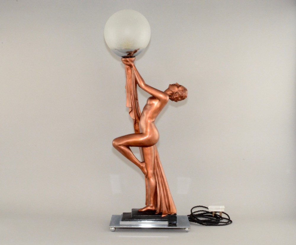 A British 1930's Art Deco lady lamp. View III