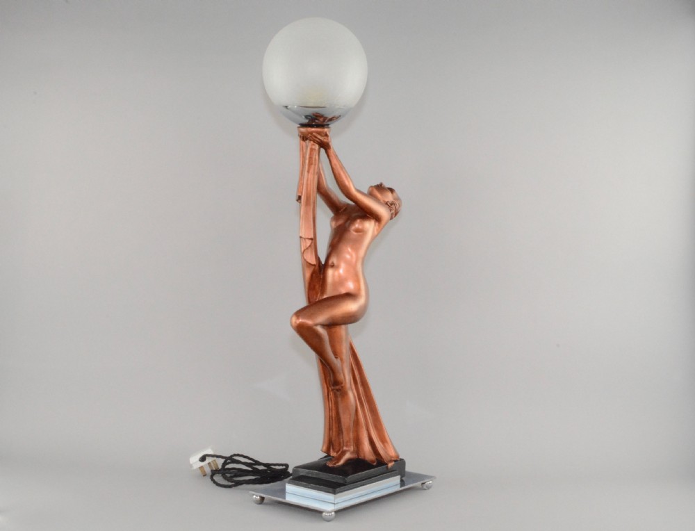 A British 1930's Art Deco lady lamp. View IV