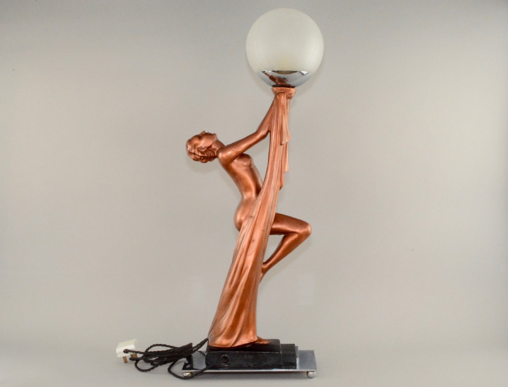 A British 1930's Art Deco lady lamp. View V