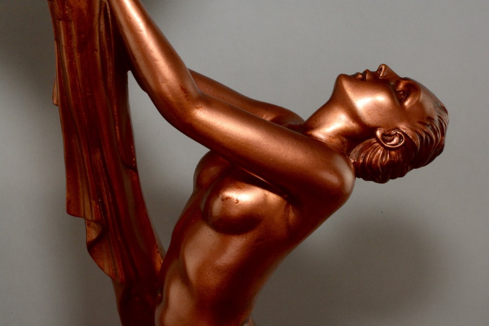 A British 1930's Art Deco lady lamp. View IX