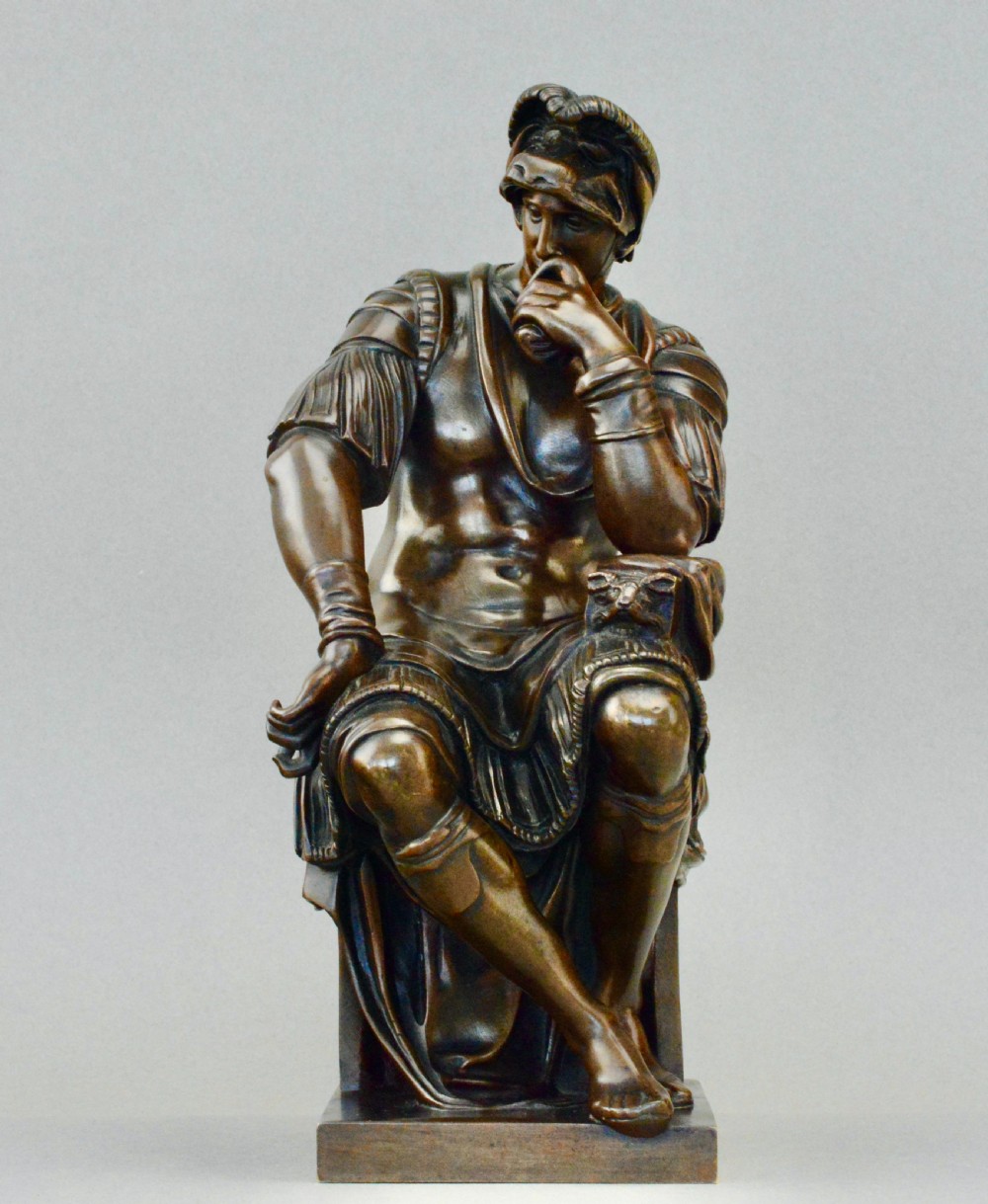 A bronze Sculpture Lorenzo de Medici after Michelangelo Rtion Sauvage View II