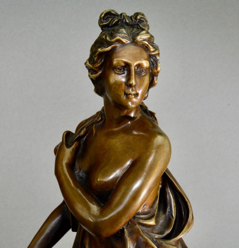 A neoclassical style bronze lady on detailed plinth base View II