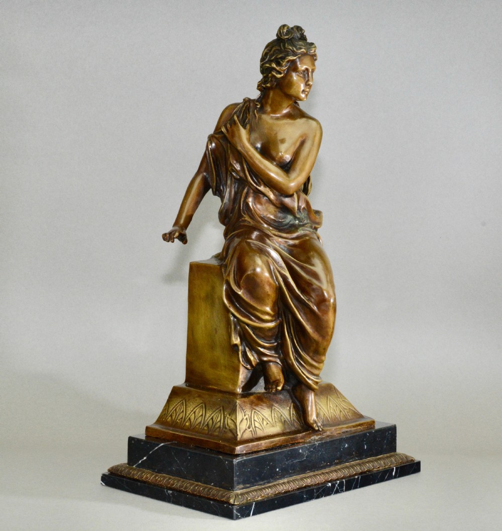 A neoclassical style bronze lady on detailed plinth base View III
