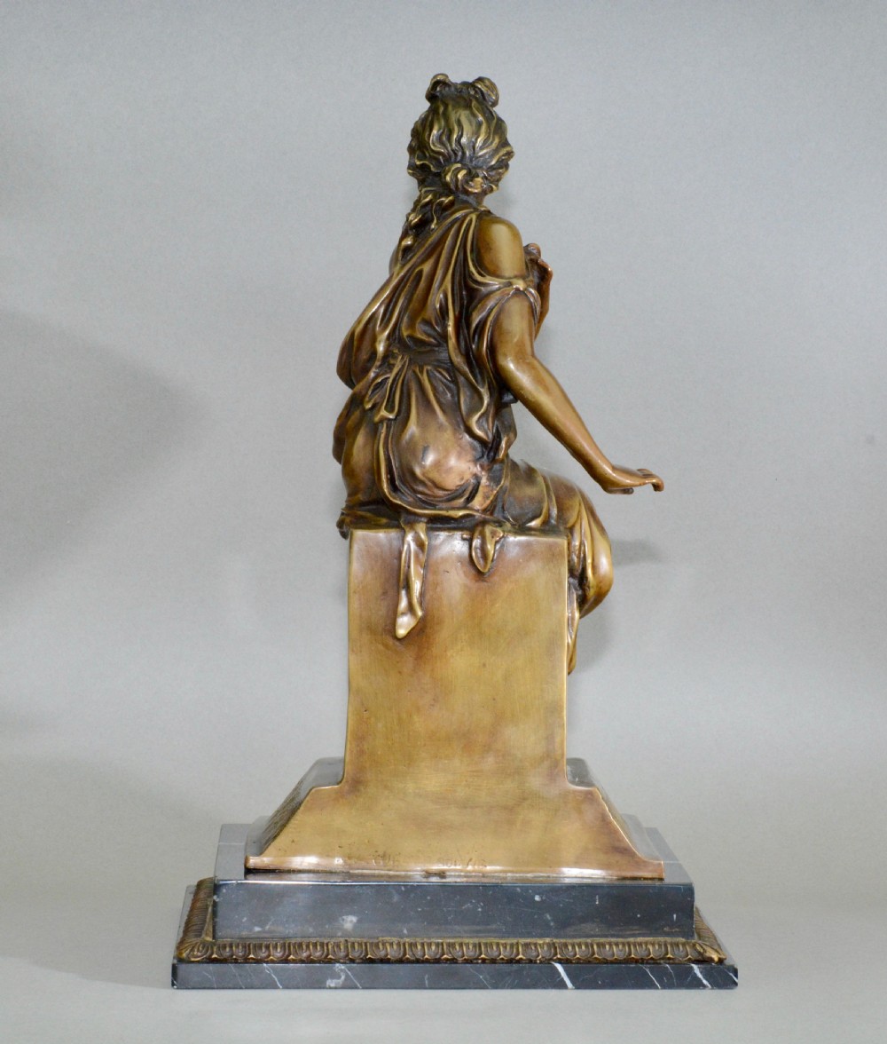 A neoclassical style bronze lady on detailed plinth base View IV
