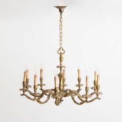 A LARGE 19THC SOLID BRASS 10 BRANCH BARONIAL CHANDELIER