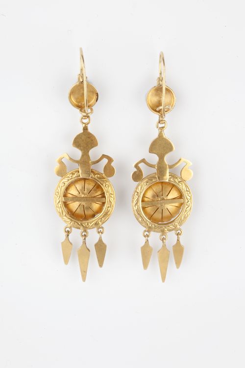 ETRUSCAN REVIVAL RUBY VICTORIAN EARRINGS - ADDITIONAL PHOTO 1