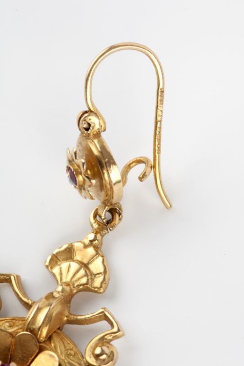 ETRUSCAN REVIVAL RUBY VICTORIAN EARRINGS - ADDITIONAL PHOTO 2